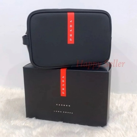 Prada Pouch Shaving Bag Toiletries Kit Makeup Case Organizer Clutch Dopp Kit NEW - Picture 1 of 6